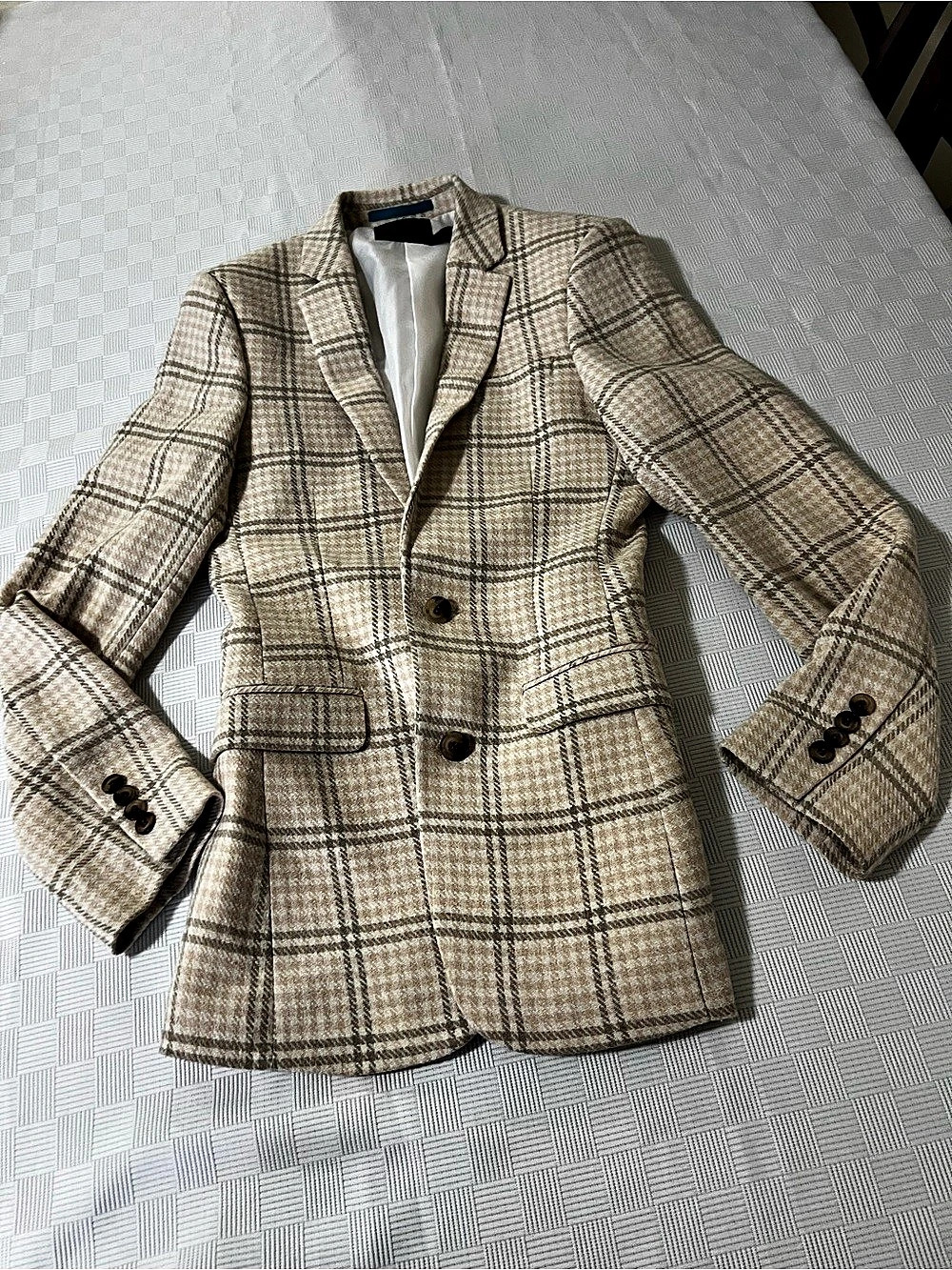 ASOS Plaid Blazer in Brown & Cream US 2 Like New